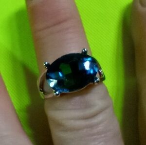 Silvertone blue crystal ring size 8.5